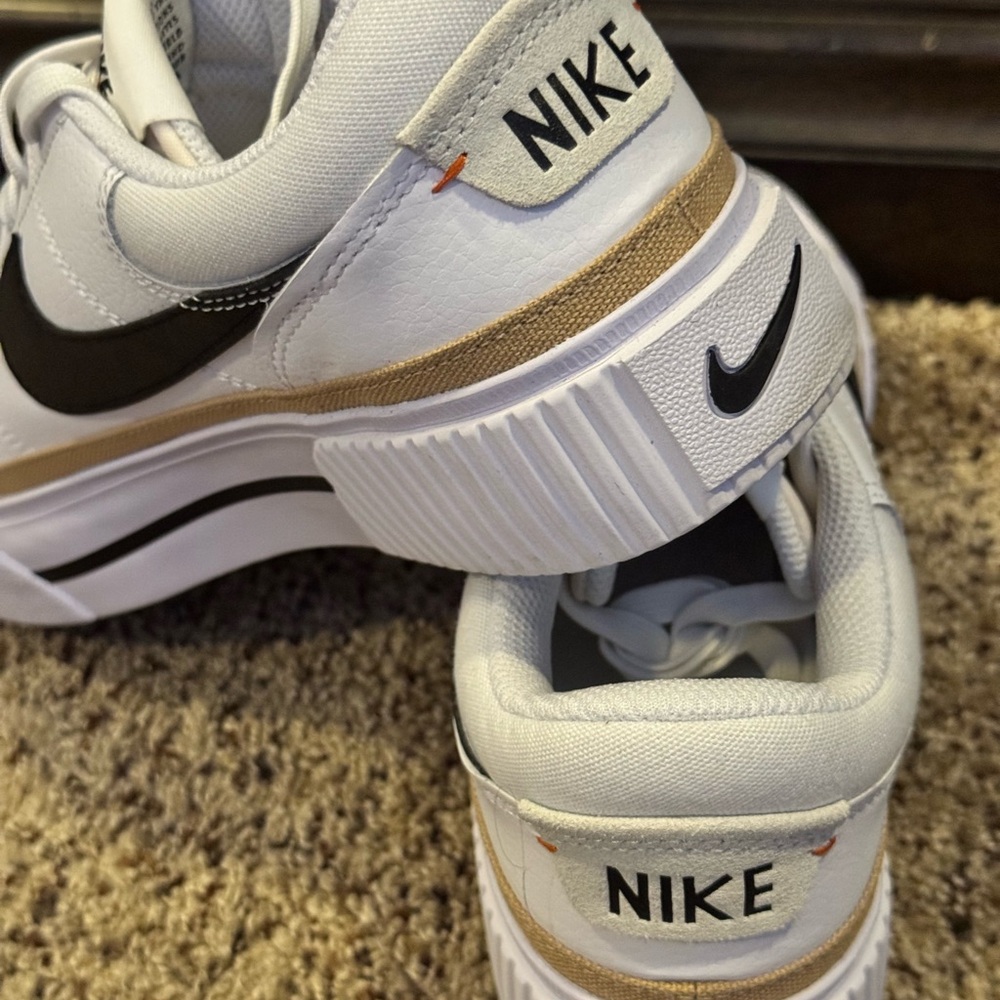Nike White and Black Shoes with Tan Accent
